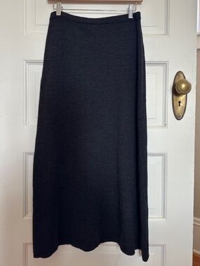 Eileen Fisher Ponte Dark Grey Merino Rib Pencil Skirt Regenerative Wool Small